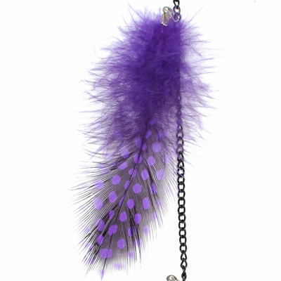 Zac's Alter Ego - Aprox. 37.5cm Polka Dot Feather & Chain Haarverlängerung - Lila